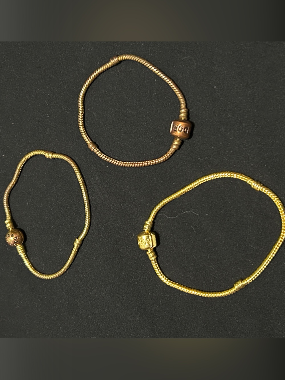 Pandora Gold and Rose Gold Snake Chain Bracelets Set - Women Jewelry